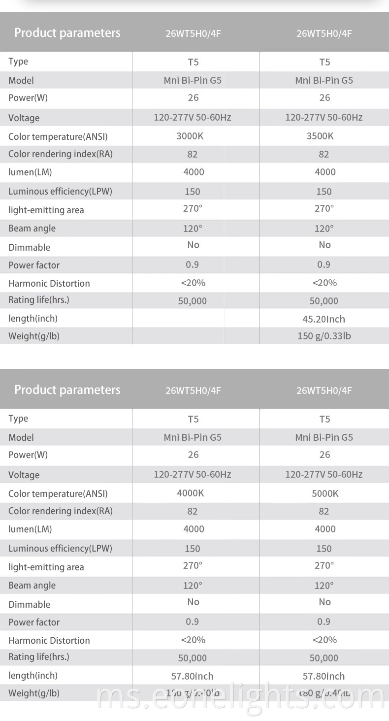 Voltan lebar 26W4000lm tidak berkedip EMC Split T8 LED kaca Tinggi Tube Lampu Kecekapan Cahaya Tinggi